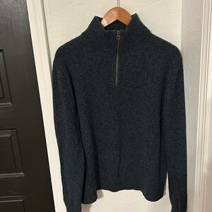 J. Crew navy 100% lambs wool 1/4 zip pullover sweater, Large